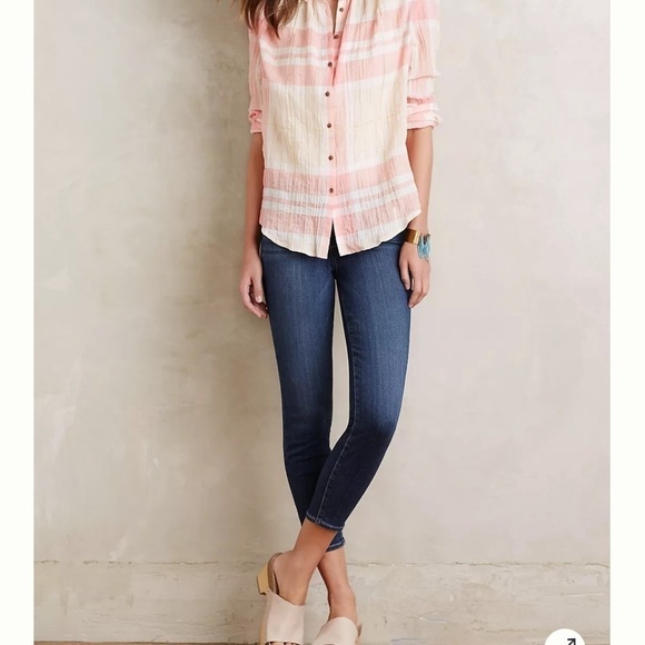 PAIGE Verdugo Crop Baker Jean Medium Wash Distressed Sz 30 - Picture 3 of 13